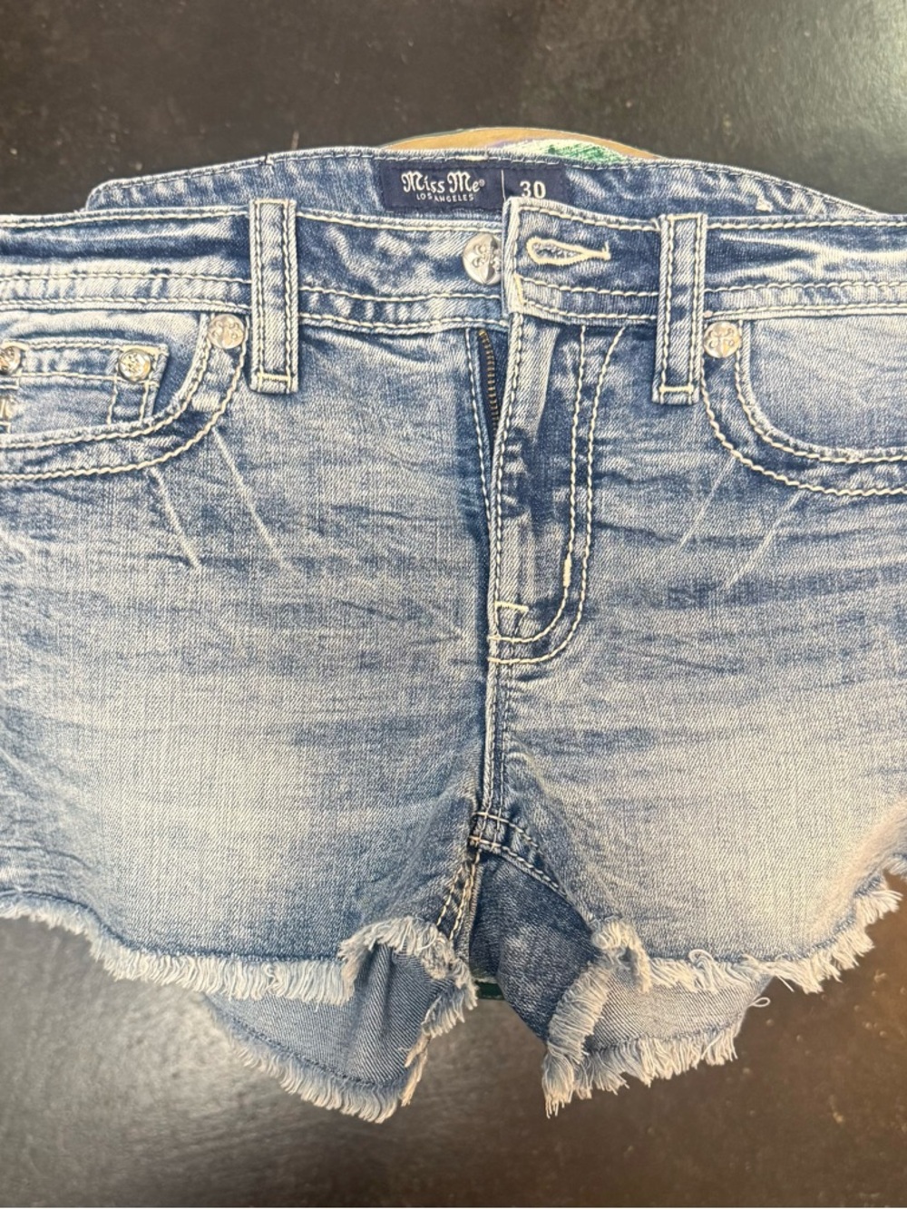 Miss Me Faded Light Blue Frayed Denim Cutoff Shorts-size 30 (NWOT)